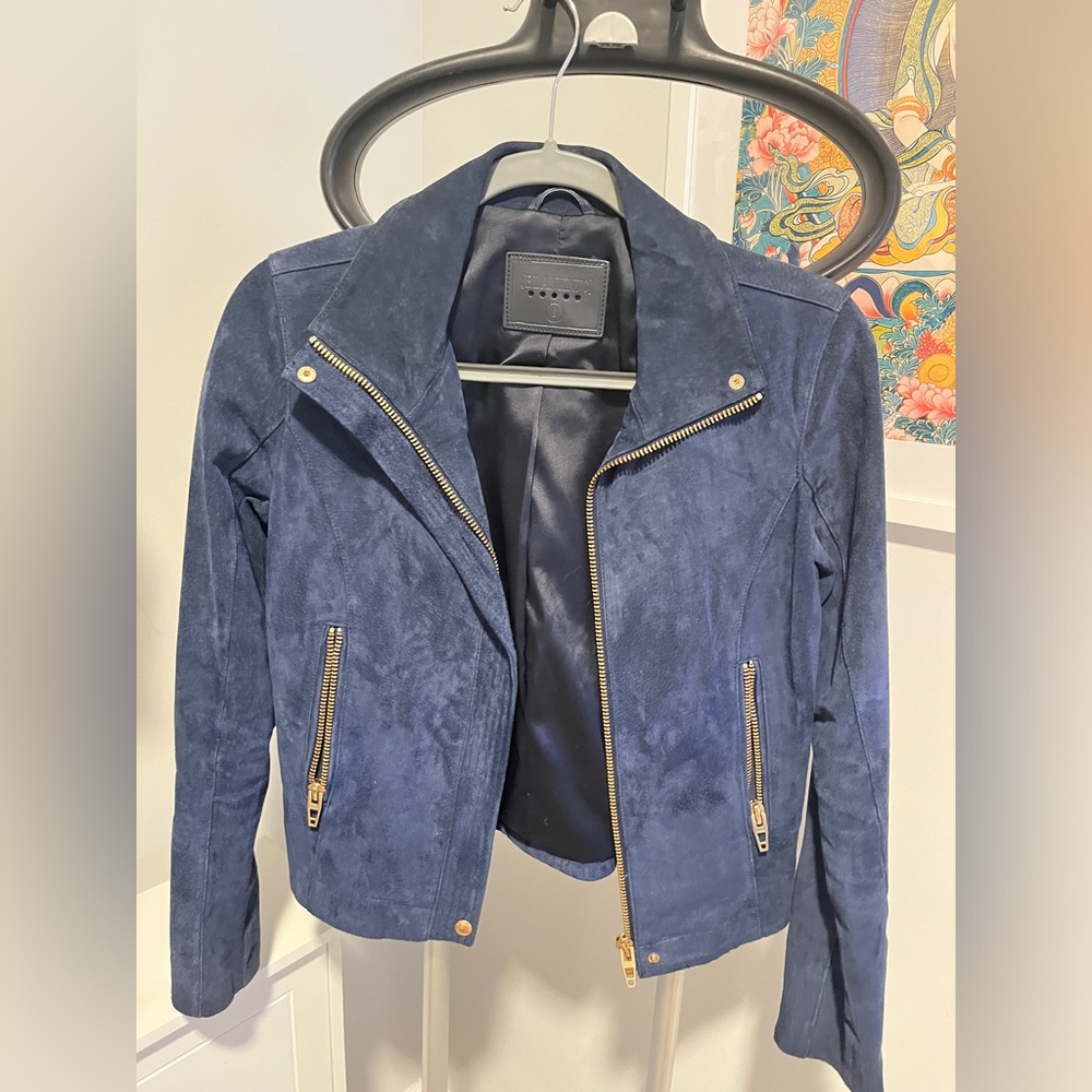 Small navy suede Blanknyc moto jacket